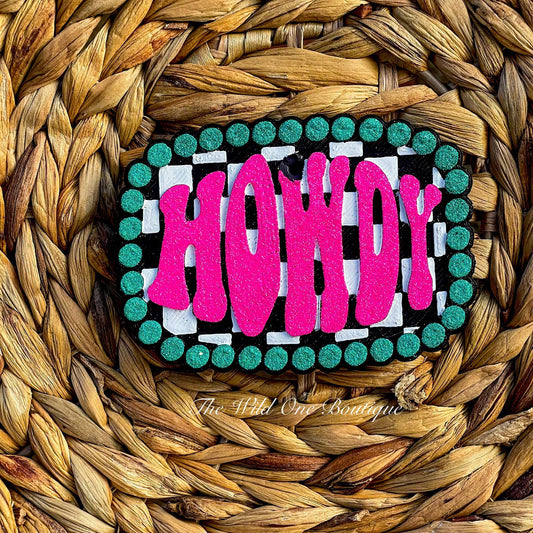 Pink Howdy Checkered Car Freshie - Dream Upon A Design, LLC.