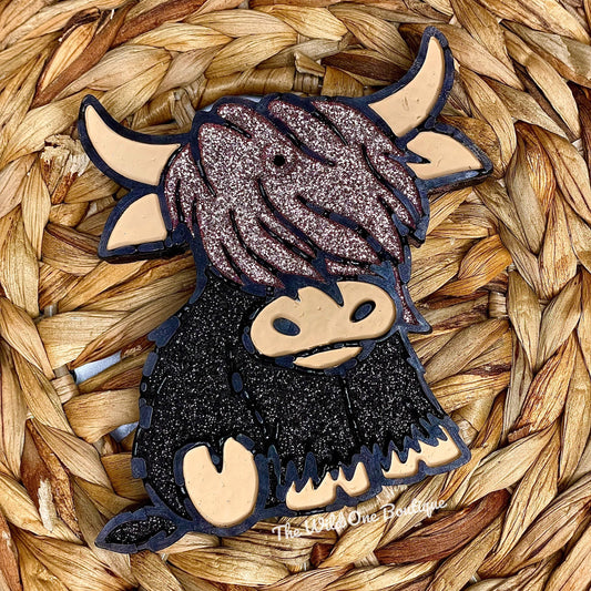 Rose Gold Highland Cow Car Freshie