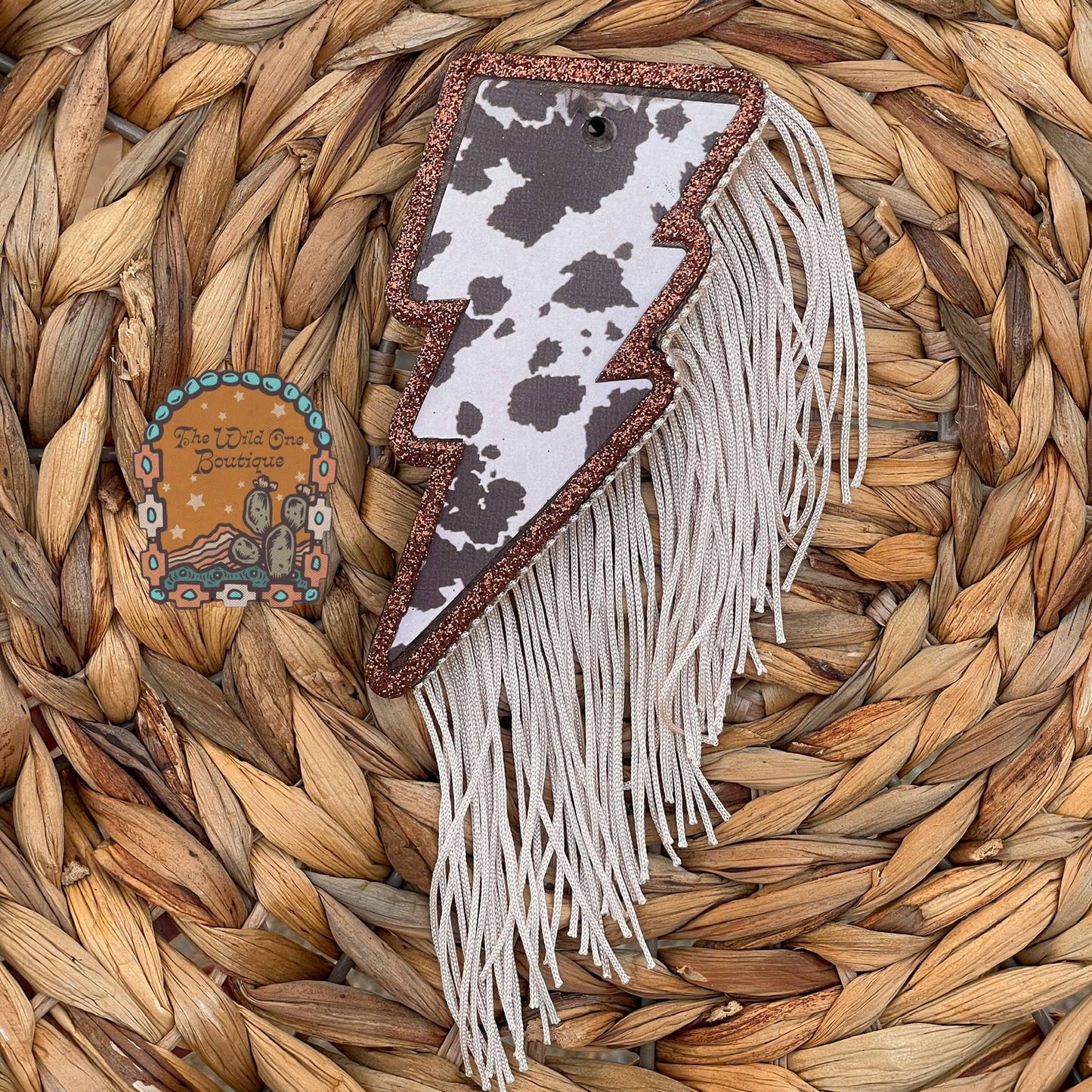 Chocolate Cow Print Bolt Freshie (with or without fringe) 