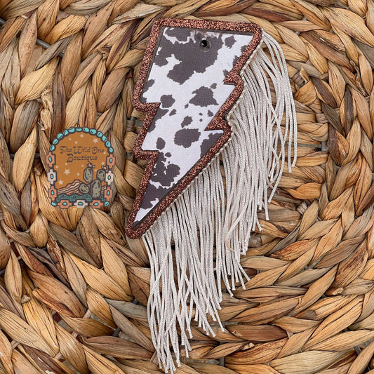 Chocolate Cow Print Bolt Freshie (with or without fringe) 