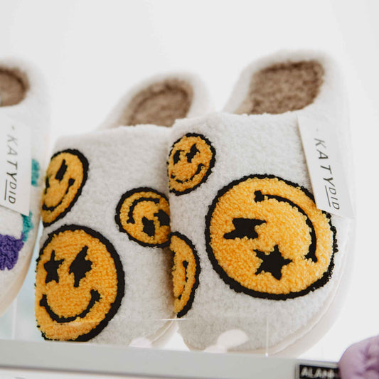 Star and Lightning Eyes Happy Faces Slippers